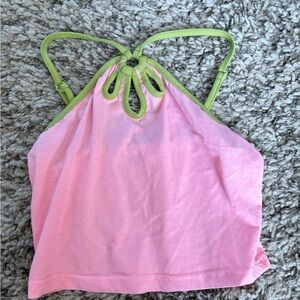 Pink and Green Halter Top